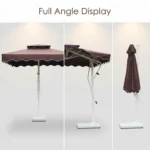 Heavy Duty Patio Umbrella,Waterproof Polyester,Thickened Aluminum Pole,Uv Resistant Outdoor Garden Commercial Sunshade - Image 2