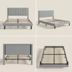 Postmodern Quick-assembly Soft Bed Frame Comfortable Foldable Eco-friendly Fabric Bed Detachable Upholstered Platform Linen - Image 5