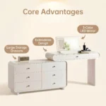 Modern Vanity Desk Drawers Adjustable Makeup Table Led Mirror Mdf Dressing Table Storage Cabinet For Hotel Living Room Bedroom - Image 4