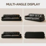 Mid- Modern Chesterfield Genuine Leather Sofa Set Vintage Tufted Straight Couch With Wood Legs - Image 5