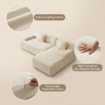 Block Chaise Compressed Sofa,Velvet Frameless L-shape Couch,Vacuum Packed Modern Living Room Sectional - Image 4
