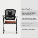 Modern Ergonomic Swivel Office Chair With Fixed Armrest And Backrest For Hotel,Classroom And School - Image 5