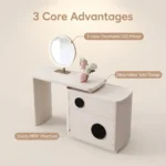 Modern Vanity Desk With Drawers Adjustable Makeup Table With Led Mirror Mdf Storage Cabinet For Bedroom Living Room & Hotel Use - Image 4