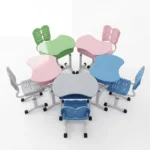 Splice Knob Type Lifting Four-person Modern Height Adjustable Eco-friendly School Desk Chair Set For Kindergarten/training