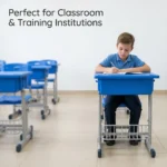 Modern Plastic Adjustable Student Desk Chair Set Blue School Classroom Study Desk Pen Slot Cup Holder Workshop Use Headtree - Image 4