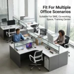 L-shaped Modular Office Cubicle Desk Corner Workstation Frosted Slat Glass Partition Eco-friendly Modern Password Lock Mobile - Image 2