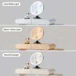 Modern Eco-friendly Durable Vanity Desk Drawers Adjustable Makeup Table Led Mirror Mdf Dressing Table Storage Hotel Living Room - Image 6