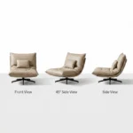 Modern Tufted Pu Leather Padded Revolving Lounge Chair With Iron Swivel Base For Living Room Bedroom - Image 5