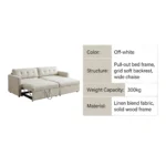 Modern Fabric Pull Out Sofa Bed L Shape Sectional Convertible Sleeper Sofa With Storage Ottoman For Living Room Guest Room - Image 4
