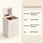 Modern Vanity Desk Drawers Adjustable Makeup Table Led Mirror Mdf Panel Dressing Table Storage Cabinet For Hotel Living Room - Image 5