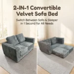 Block Convertible Compressed Sofa Bed,Velvet Frameless Straight Sleeper Couch,Vacuum Packed Modern 2-in-1 Sofa - Image 5