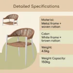 Modern Minimalist Rattan Aluminum Outdoor Furniture Set,Weather Resistant Waterproof Patio Bar Stool Chaise Lounge Coffee Table - Image 5