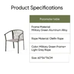 Modern Minimalist Rattan Aluminum Outdoor Furniture Set,Weather Resistant Waterproof Patio Bar Stool Chaise Lounge Coffee Table - Image 5