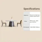 Modern Sintered Stone Dining Table With Carbon Steel Base Rectangular/round/extendable Hotel & Home Dining Room Furniture - Image 5