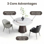Modern Sintered Stone Dining Table Carbon Steel Base Eco-friendly Durable Hotel Dining Room Furniture - Image 4