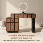 Modern Eco-friendly Vanity Desk Drawers Adjustable Makeup Table Led Mirror Mdf Dressing Table Storage Cabinet Hotel Living Room