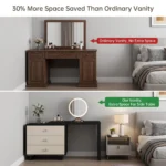 Modern Eco-friendly Vanity Desk Drawers Adjustable Makeup Table Led Mirror Mdf Dressing Table Storage Cabinet Hotel Living Room - Image 6