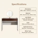 Modern Hotel & Living Room Vanity Desk With Drawers Adjustable Makeup Table Led Mirror Mdf Panel Dressing Table Storage Cabinet - Image 5