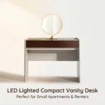Modern Hotel & Living Room Vanity Desk With Drawers Adjustable Makeup Table Led Mirror Mdf Panel Dressing Table Storage Cabinet