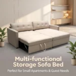 Modern Fabric Pull Out Sofa Bed L Shape Sectional Convertible Sleeper Sofa With Storage Ottoman For Living Room Guest Room