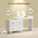 Modern Vanity Desk Drawers Adjustable Makeup Table Led Mirror Mdf Dressing Table Storage Cabinet For Bedroom Hotel Living Room - Image 4