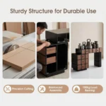Modern Eco-friendly Vanity Desk Drawers Adjustable Makeup Table Led Mirror Mdf Dressing Table Storage Cabinet Hotel Living Room - Image 3