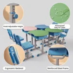 Splice Knob Type Lifting Four-person Modern Height Adjustable Eco-friendly School Desk Chair Set For Kindergarten/training - Image 5