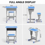 Modern Reinforced Adjustable Eco-friendly Student Desk Stool Set Space-saving Backless Stool School Classroom Study Mdf Drawer - Image 5