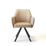 Modern Ergonomic Stackable Pu Leather Padded Dining Chair With Micro-spring Cushion Seat And Metal Legs For Hotel Use