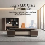 Twilight Series Luxury Executive Office Desk & Filing Cabinet Set With Aluminum Alloy Panel Eco-friendly Durable Water Resistant - Image 2