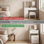 Modern Vanity Desk Drawers Adjustable Makeup Table Led Mirror Eco-friendly Mdf Dressing Table Storage Cabinet Hotel Living Room - Image 6