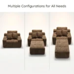 Modern Modular Compression Sectional Sofa Set Extendable Tufted Velvet Design With Cup Holders - Image 4
