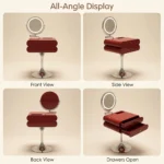 Modern Eco-friendly Vanity Desk Drawers Adjustable Makeup Table Led Mirror Mdf Dressing Table Storage Cabinet Hotel Living Room - Image 2