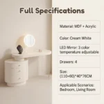 Modern Vanity Desk With Drawers Led Mirror Eco-friendly Mdf Dressing Table Storage Cabinet For Bedroom Hotel Living Room Use - Image 5
