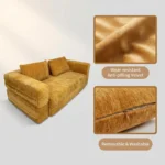 Bird Nest Bed Transformable Compression Sofa Velvet Frameless Straight Sofa Bed Compressible Shipping Modern Dual-use Lazy Sofa - Image 6