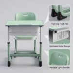 Modern C-shaped Stable Leg Adjustable Eco-friendly Student Desk Chair Set School Classroom Study Desk With Ventilated Drawer - Image 6