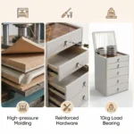 Modern Vanity Desk Drawers Adjustable Led Mirror Makeup Table Mdf Dressing Table Storage Cabinet For Hotel Living Room - Image 3