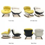 Chenille Fabric Padded Rocking Lounge Chair With Iron Swivel Base Leisure Chair Recliner - Image 2