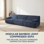 Ks014 Modern Bamboo Joint Modular Extendable Compressed Sofa Frameless Velvet Fabric Sectional Couch Free Combination Leisure - Image 2