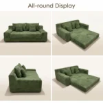 Skin-like Dog Pull-out Convertible Compressed Sofa Corduroy Velvet Frameless Extendable Vacuum Packed Modern 2-in-1 Sofa Bed Set - Image 4