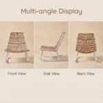 Modern Minimalist Rattan Aluminum Outdoor Furniture Set,Weather Resistant Waterproof Patio Bar Stool Chaise Lounge Coffee Table - Image 2
