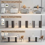 Modern Eco-friendly Sintered Stone Dining Table With Carbon Steel Base Rectangular/round/extendable Hotel Dining Room Furniture - Image 3