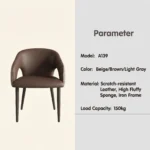 Modern Ergonomic Pu Leather Padded Stackable Dining Chair With Micro-spring Cushion Seat And Metal Legs - Image 5
