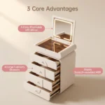 Modern Vanity Desk Drawers Adjustable Makeup Table Led Mirror Mdf Panel Dressing Table Storage Cabinet For Hotel Living Room - Image 4