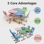 Splice Knob Type Lifting Four-person Modern Height Adjustable Eco-friendly School Desk Chair Set For Kindergarten/training - Image 4