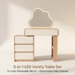 Modern Vanity Desk Drawers Adjustable Led Mirror Makeup Table Mdf Dressing Table Storage Cabinet For Hotel Living Room
