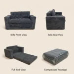Modern Foldable Compression Sofa Bed Set Extendable Tufted Multi-functional Convertible Loveseat - Image 4