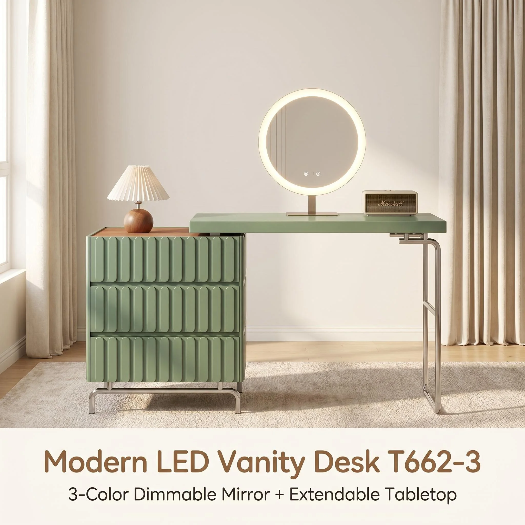 Vanity Desk with LED Mirror