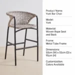 Modern Minimalist Rattan Aluminum Outdoor Furniture Set,Weather Resistant Waterproof Patio Bar Stool Chaise Lounge Coffee Table - Image 5