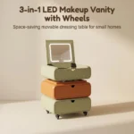 Modern Vanity Desk Drawers Adjustable Makeup Table Led Mirror Mdf Panel Dressing Table Storage Cabinet For Hotel Living Room